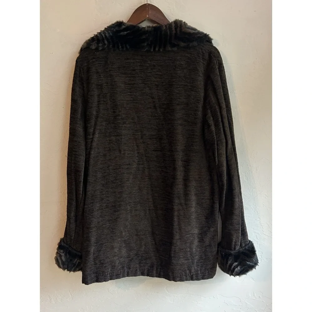 Silverado Faux Fur Trim Long Coat L Western Boho Cowgirl Retro Brown Jacket‎